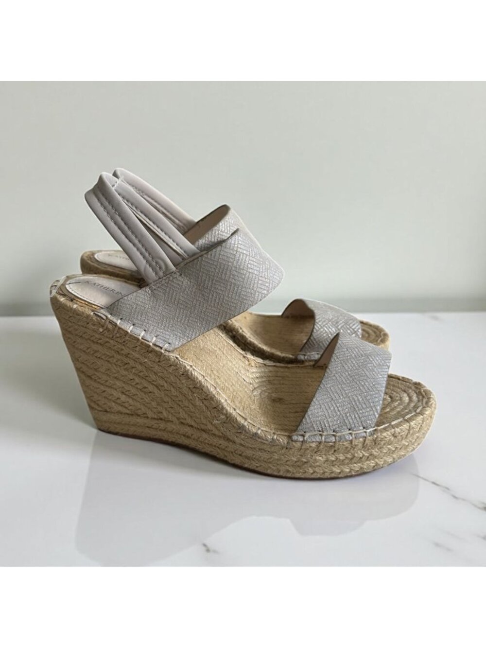 KATHERINE KELLY Gray Espadrille Wedges Size 8.5